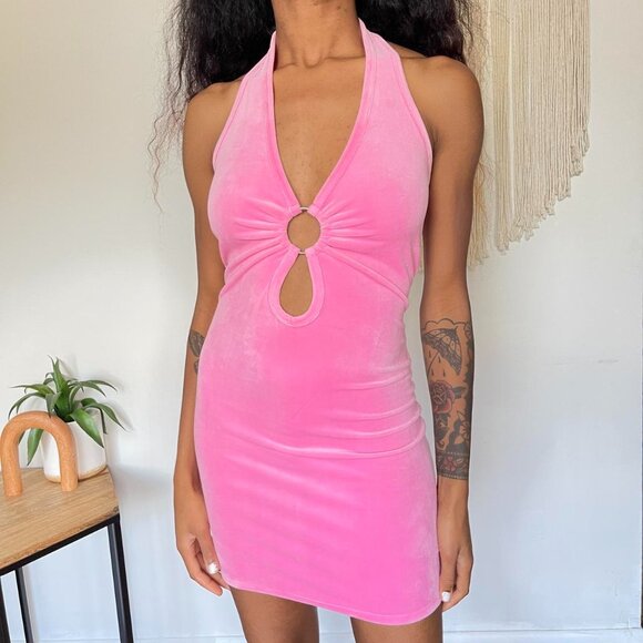 Urban Outfitters Juicy Couture Velour Halter Mini Dress - Picture 1 of 6